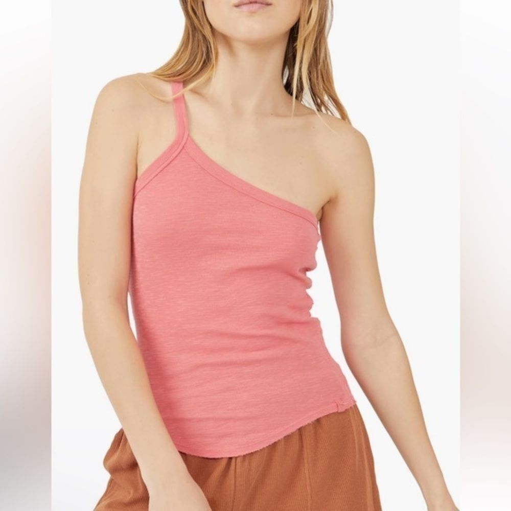 Free People One Way Or Another One Shoulder Lovebird Cotton Tank Top Sz S NWT